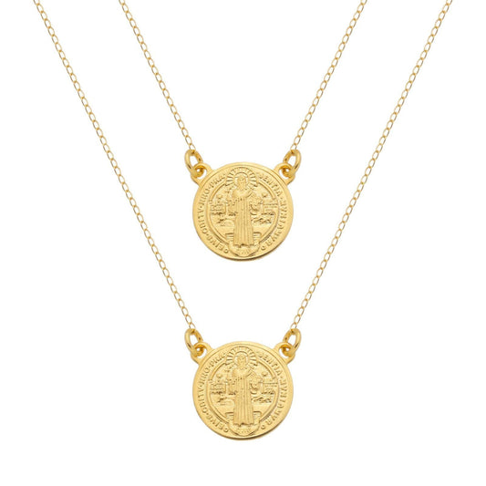 Escapulário Dourado Masculino Redondo São Jorge